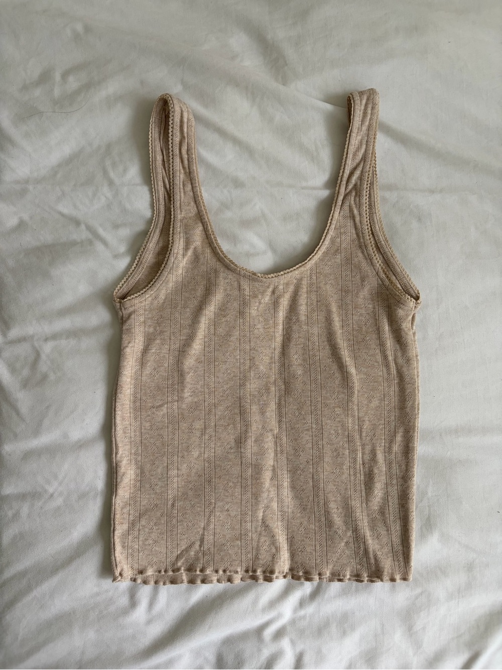 American Eagle Outfitters Neutral Beige Ribbed Scoop Tank